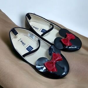 Gap Disney Minnie Mouse Toe Flats Sz 11 Black Red